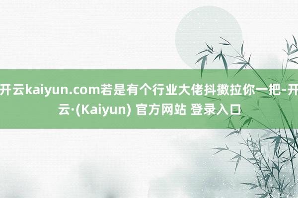 开云kaiyun.com若是有个行业大佬抖擞拉你一把-开云·(Kaiyun) 官方网站 登录入口