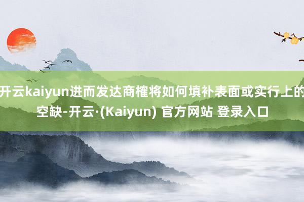 开云kaiyun进而发达商榷将如何填补表面或实行上的空缺-开云·(Kaiyun) 官方网站 登录入口